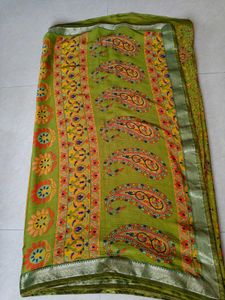 Olive Green Saree