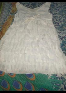Women Frill Dress White Short