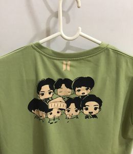 BTS Bangtan Army Korean T-shirt In Olive Green Colour With Logo