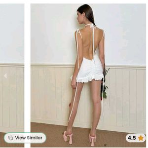White Mini Dress with Flower Choker New Me Asia
