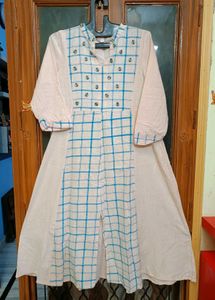 Checkered Button-Down Anarkali Pattern Kurti