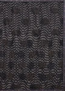 Koskii Navy Blue Floral Stonework Chiffon Saree