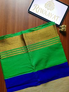 Green And Blue Cotton Saree