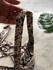 Snakeskin Print Bikini Top