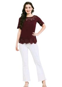 Burgundy/Wine Colour Laser Cut Top