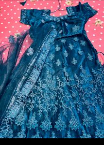 Teal Embroidered Lehenga