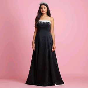 Black Long Flared Gown Dress Party Y2k Vintage