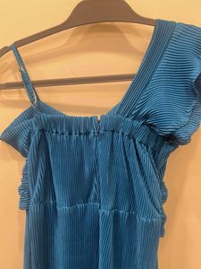 Blue Pleated Maxi Dress