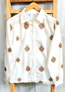 Embroidered off White Shirt size-44-46