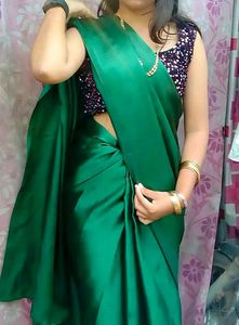 Beautiful Green Saree || 💚💚with Blouse Piece
