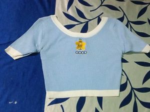 Cute Light Blue Crop Top