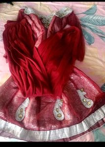 Embroidered Red-maroon Anarkali
