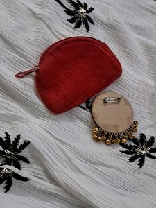 Red Coin Pouch And a Wedding Brooch