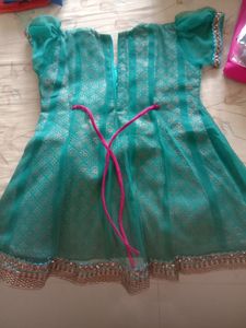 Green Colour Heavy Dress For Girls Up-to 2 Yrs