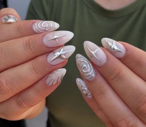 Silver Chrome Nail Art