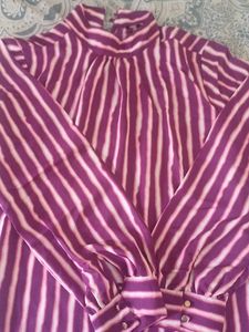 Striped Mock Neck Blouse