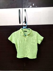 Green Floral Print Polo Shirt