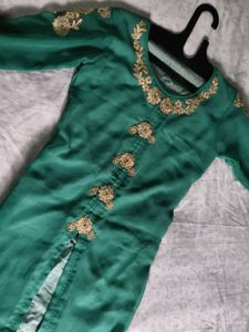 Green &amp; Gold Embellished Kurti