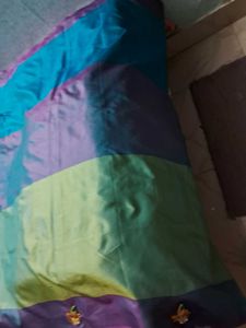 Brand New Colourful Green&amp;Blue Cotton Silk Saree