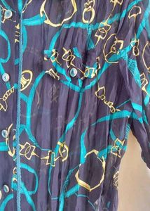 Chain Print Button Down Blouse