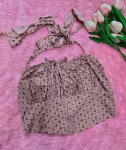 Patterned Halter Crop Top