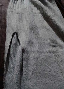 Ribbed Long Gray Skirt with Slit