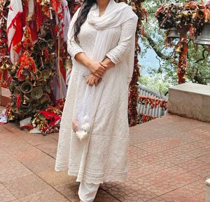 White Chikankari Embroidered Kurta Set