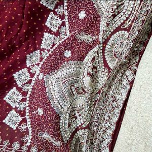 Embroidered Maroon Fabric