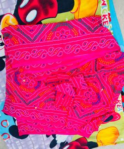 Pink Bandhani Saree With Blouse