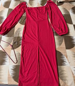 Button Cocktail Red Dress