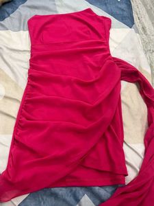 Hot Pink One-Shoulder Mini Dress