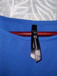 Blue Midi Dress With Side Invisible Zipper