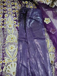 Purple Lehnga Choli Saree With Stiched Blouse
