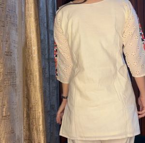 Ivory schiffli Co-ord Set