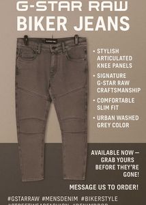 Gstar Biker Denim With Knee Patch