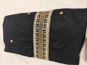 Elegant Black Kurta Fabric Soft Cotton