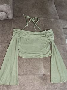 Sage Green Off-Shoulder Top
