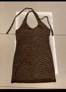 H&amp;M Brown Wave Knit Mini Dress