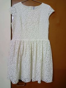 Off White Net Mini Dress