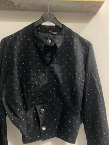 Polka Dot Cropped Blouse