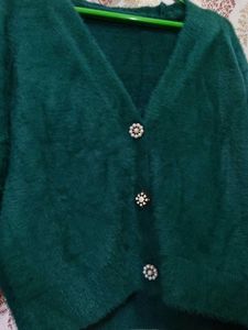 Green Fuzzy Cardigan💚