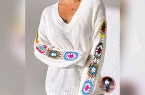 Lilac Crochet Granny Square Sweater