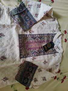 Floral &amp; Geometric Print ladies Kurta With Pant