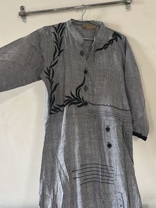 Embroidered Grey Kurta long