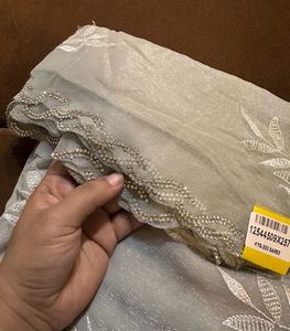 Grey  Shimmery saree with blouse