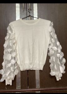 Ruffle Net Sleeves Top