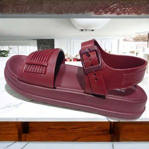 Burgundy Platform Buckle Sandals