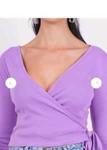 SIGHTBOMB V-Neck Crop Cotton Wrap Top