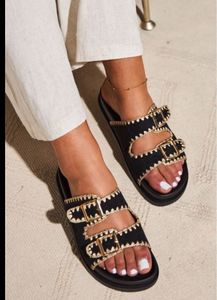 Black Embellished Sandals