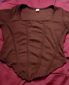 Ribbed Brown Xs Top Fitting